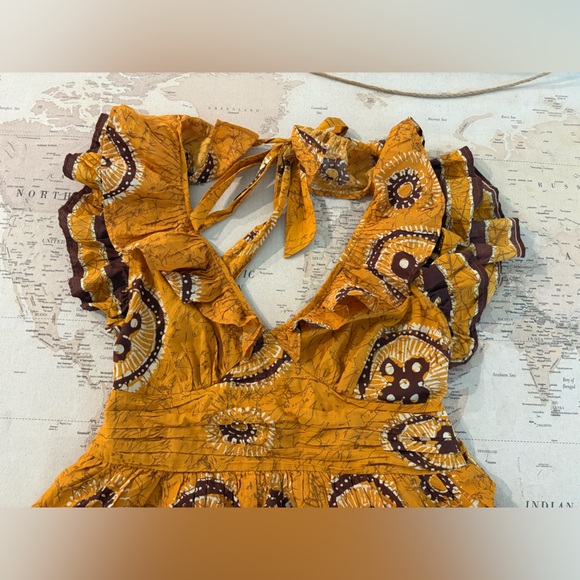 Love The Label Gigi Gold Print Dress Size L EUC 375$ Anthropologie - Picture 6 of 16